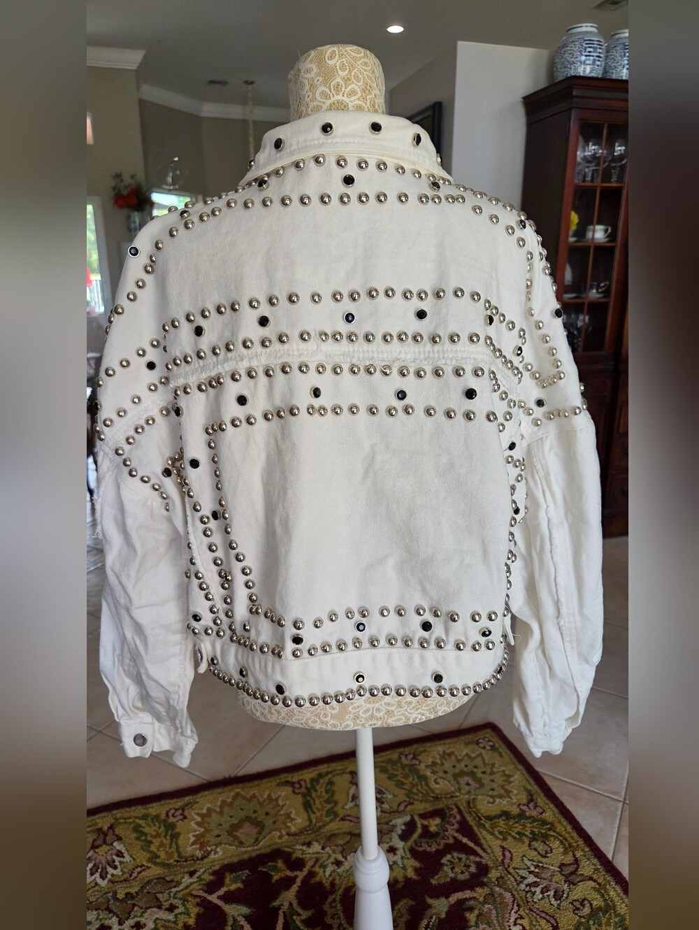 Seek the Label White Heavy Studded/Embellished Denim Jacket Size L (18/20) - Picture 6 of 11